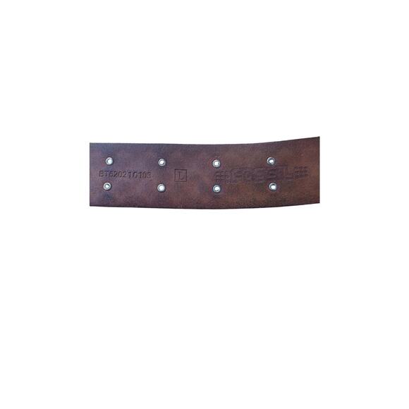 Fossil Brown Embossed Leather Studded Belt Silver Tone Western Boho Size Large main image 8